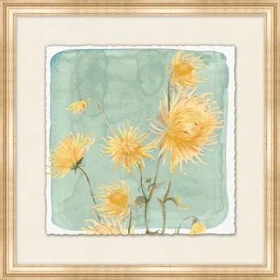 Wendover Art Group Flower Party 3 - Picture Frame Painting In Yellow;teal