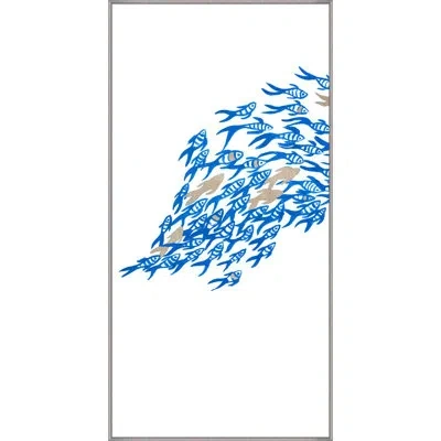 Wendover Art Group Flowing School 1 - Floater Frame Print On Canvas In Blue,white