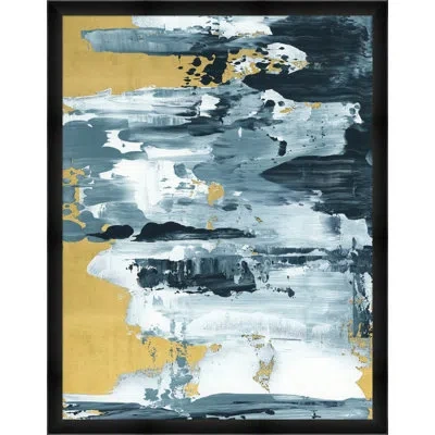 Wendover Art Group Fluid Chatter 2 By Thom Filicia - Picture Frame Painting On Paper In Blue;white;gold