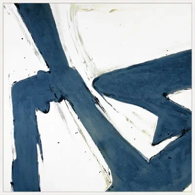 Wendover Art Group Fluid Contract Ii - Floater Frame Painting On Canvas In Blue