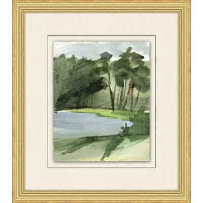 Wendover Art Group Forest Watercolor 1 - Single Picture Frame Print In Green,blue,black