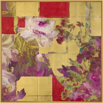 Wendover Art Group Fragmented Floral In Purple,green,red,gold