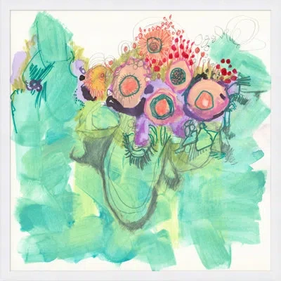 Wendover Art Group Funkalicious - Picture Frame Painting On Paper In Pink;ivory;teal