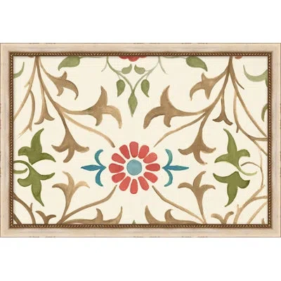 Wendover Art Group Garden Design 1 - Picture Frame Painting In Blue;brown;green;red;beige