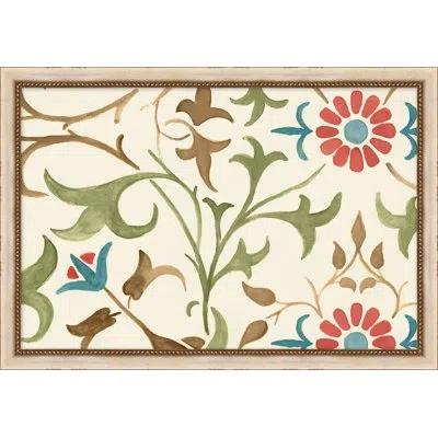 Wendover Art Group Garden Design 2 - Picture Frame Painting In Blue;brown;green;red;beige