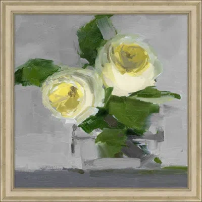 Wendover Art Group Garden Rose Duo - Picture Frame Painting On Canvas In Green;gray;yellow