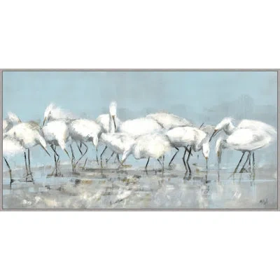 Wendover Art Group Gather Together - Floater Frame Print On Canvas In Blue,white,gray