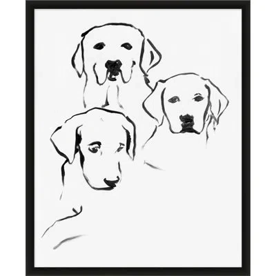 Wendover Art Group Gazing Pups 2 - Picture Frame Painting On Paper In Black;white