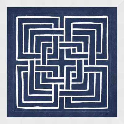Wendover Art Group Geometric In Indigo 1 - Picture Frame Painting On Paper In White;navy