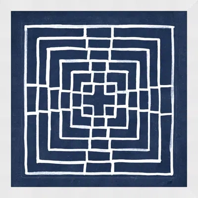 Wendover Art Group Geometric In Indigo 3 - Picture Frame Painting On Paper In White;navy