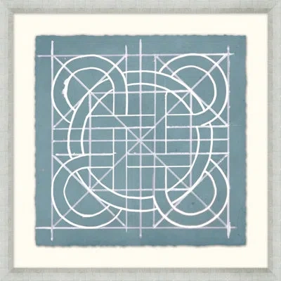 Wendover Art Group Geometry Pattern 1 - Picture Frame Painting On Paper In Blue;white