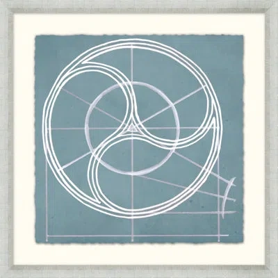 Wendover Art Group Geometry Pattern 2 - Picture Frame Painting On Paper In Blue;white