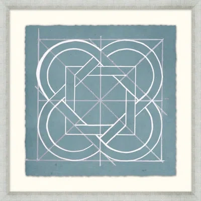 Wendover Art Group Geometry Pattern 3 - Picture Frame Painting On Paper In Blue;white