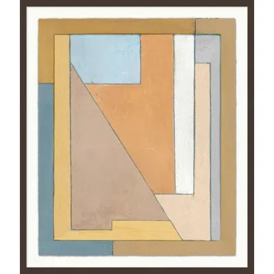 Wendover Art Group Geometry Study 2 By Christopher Kennedy - Picture Frame Painting On Paper In Blue;brown;beige