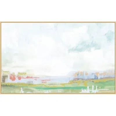 Wendover Art Group Geraniums - Floater Frame Print On Canvas In Blue,white,green,yellow