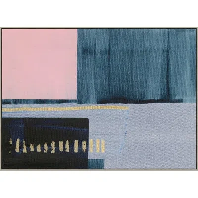 Wendover Art Group Gilded Indigo 1 By Thom Filicia - Floater Frame Painting On Canvas In Gray;pink;navy