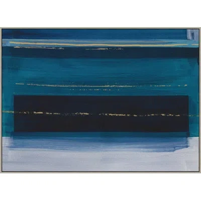 Wendover Art Group Gilded Indigo 2 By Thom Filicia - Floater Frame Painting On Canvas In Blue;black;gray