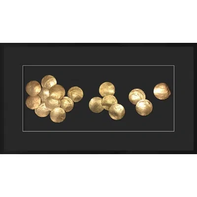 Wendover Art Group Gold Leaf Capiz Shell Wave 2 - Shadowbox Painting On Paper In Black