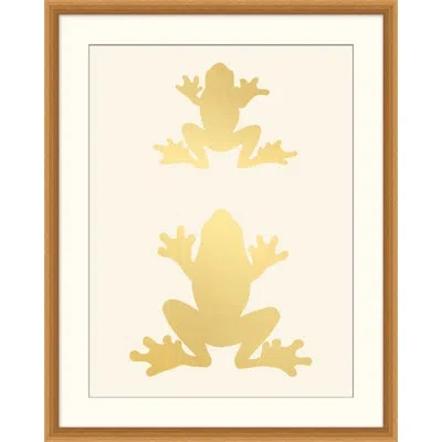 Wendover Art Group Gold Leaf Stacked Frogs 2 - Picture Frame Graphic Art On Paper In Gold;tan