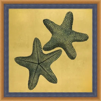 Wendover Art Group Gold Leaf Starfish 10 - Picture Frame Painting On Paper In Green;yellow