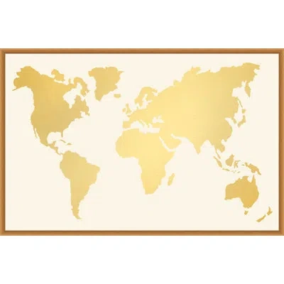 Wendover Art Group Gold Leaf World Map - Picture Frame Graphic Art On Paper In Beige;gold