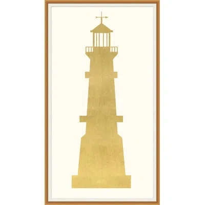 Wendover Art Group Gold Lighthouse 3 - Picture Frame Painting On Paper In White;gold