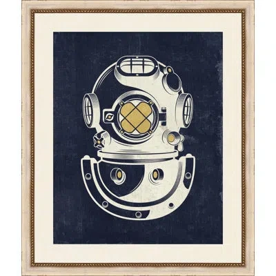 Wendover Art Group Gold Nautical Elements 1 - Picture Frame Painting On Paper In White;yellow;navy