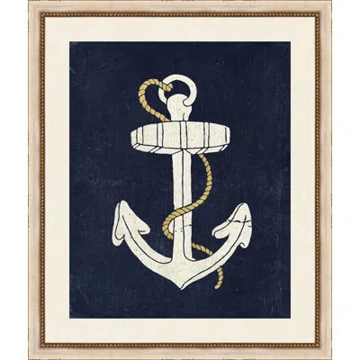 Wendover Art Group Gold Nautical Elements 2 - Picture Frame Painting On Paper In White;yellow;navy