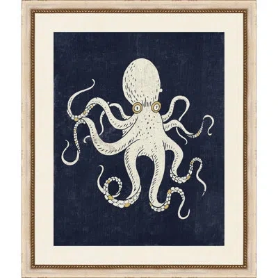 Wendover Art Group Gold Nautical Elements 4 - Picture Frame Painting On Paper In White;yellow;navy