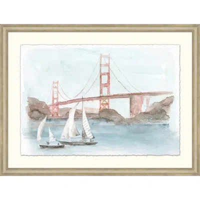 Wendover Art Group Golden Gate Study - Picture Frame Painting On Paper In Blue;gray;red
