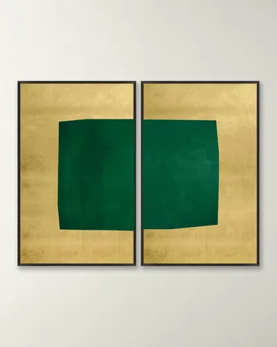 Wendover Art Group Golden Monolith Framed Diptych Giclee In Green