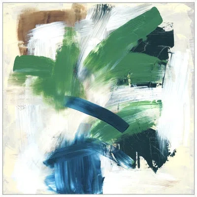 Wendover Art Group Gracious Greens 1 By Lillian August - Single Picture Frame Painting On Canvas In Blue;brown;green;ivory