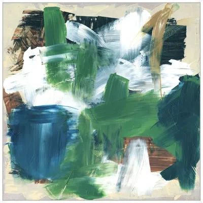 Wendover Art Group Gracious Greens 2 By Lillian August - Single Picture Frame Painting On Canvas In Blue;brown;green;ivory