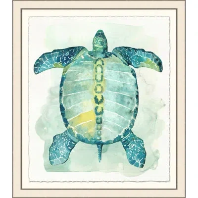 Wendover Art Group Grand Ocean Turtle - Picture Frame Painting On Paper In Blue