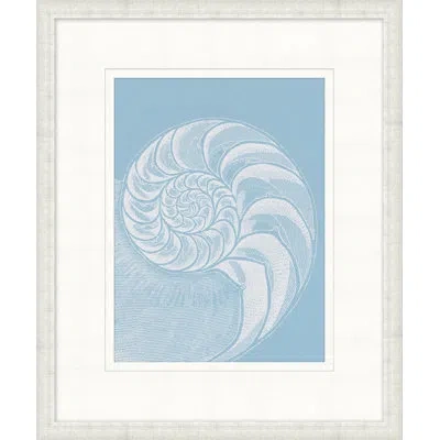 Wendover Art Group Graphic Ocean Collection 8 By Hamptons - Picture Frame Painting On Paper In Blue;white