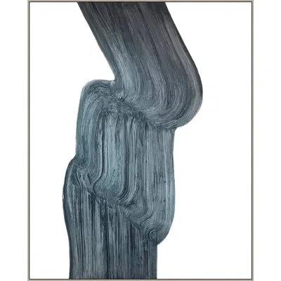 Wendover Art Group Gray Blue Swirl By Thom Filicia - Floater Frame Painting On Canvas In Blue;gray