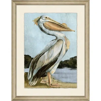 Wendover Art Group Great Pelican 1 - Picture Frame Painting On Paper In Blue;black;brown