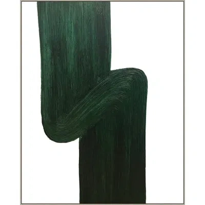 Wendover Art Group Green Swirl By Thom Filicia - Floater Frame Painting On Canvas