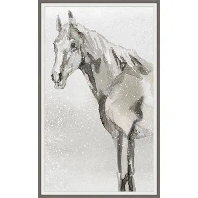 Wendover Art Group Horse In The Snow 1 - Picture Frame Painting On Paper In Gray