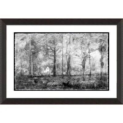 Wendover Art Group House In The Forest - Picture Frame Painting On Paper In Black;white