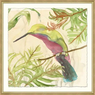 Wendover Art Group Humming Birds Garden 2 - Floater Frame Painting On Paper In Multi