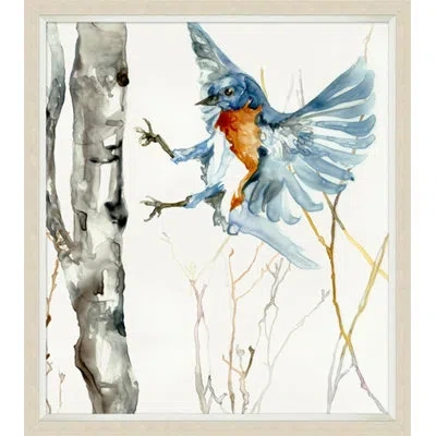Wendover Art Group In Flight A - Picture Frame Painting On Paper In Blue;gray