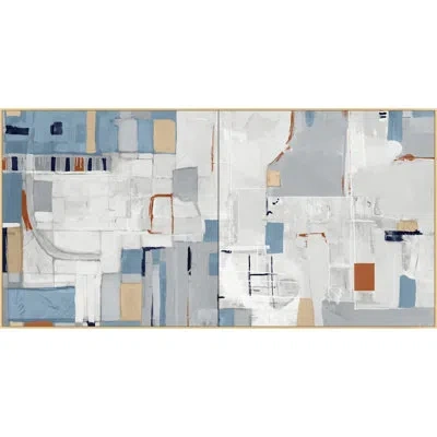 Wendover Art Group In The Deep End - Floater Frame Print On Canvas In Blue,gray,ivory
