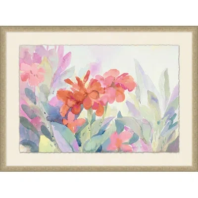 Wendover Art Group In The Garden - Floater Frame On Paper In Blue;green;orange