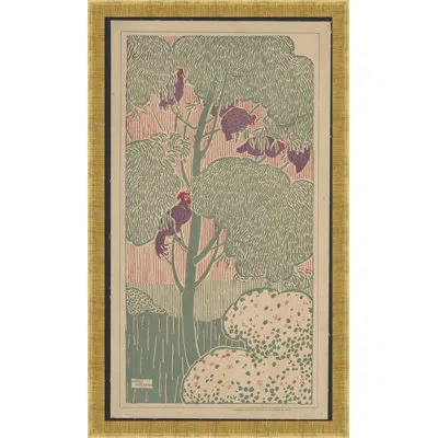 Wendover Art Group In The Trees - Floater Frame On Paper In Green;pink;purple