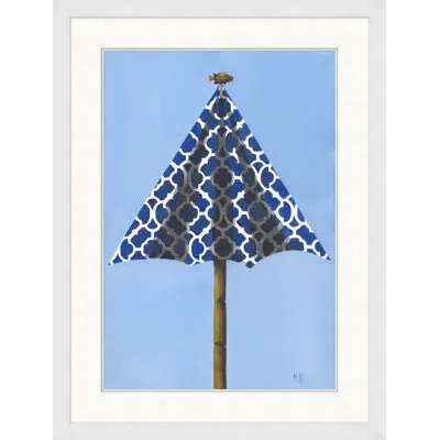 Wendover Art Group Indigo Beach Umbrella 1 - Picture Frame Graphic Art On Paper In Blue;brown;white