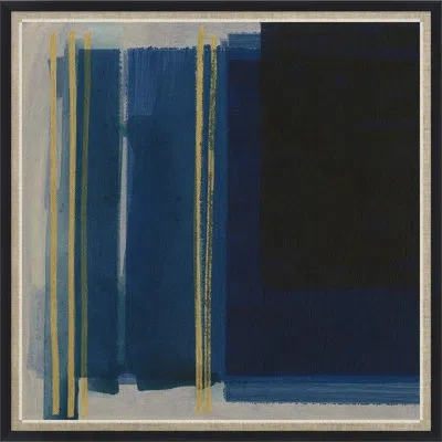 Wendover Art Group Indigo Contour 2 By Thom Filicia - Picture Frame Painting On Canvas In Blue;beige;gold