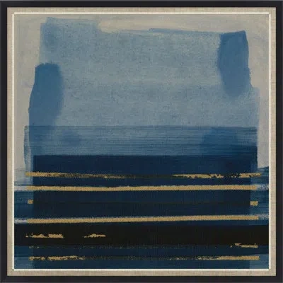 Wendover Art Group Indigo Contour 4 By Thom Filicia - Picture Frame Painting On Canvas In Blue;beige;gold