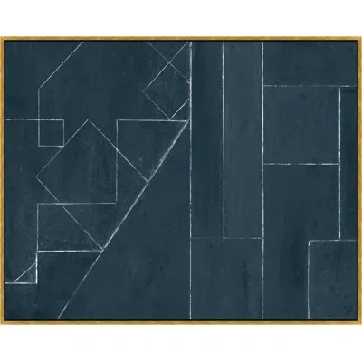 Wendover Art Group Indigo Sign 3 By Thom Filicia - Floater Frame Painting On Canvas In White;dark Green