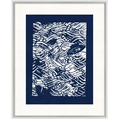 Wendover Art Group Indigo Template Coastal Motif 2 - Picture Frame Painting On Paper In White;indigo